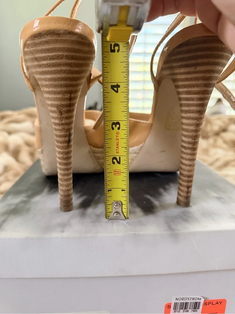 Dolce Vita Patent Tan Platform Sandals with Ankle Strap